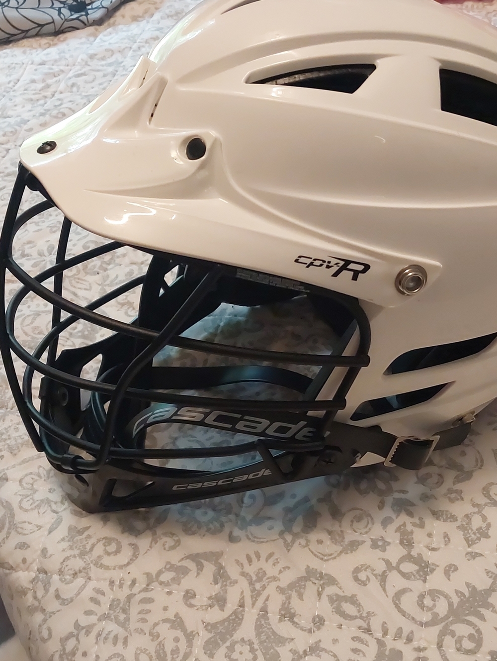 Cascade CPV-R Lacrosse Helmet in White with Black Facemask